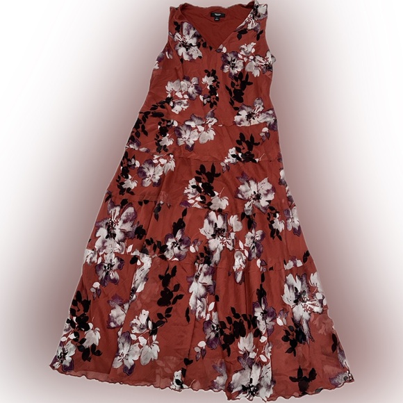 Simply Vera Vera Wang Women’s Floral Maxi Dress Sleeveless Rust Red Size L - Picture 4 of 6